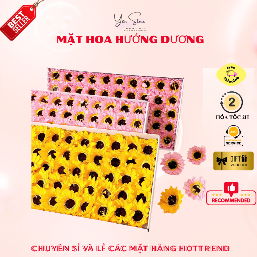 Combo 10-20 Mặt Hoa Hướng Dương 5CM Cao Cấp Làm Đồ Handmade, Hoa Tốt Nghiệp, Trang Trí Quà Tặng